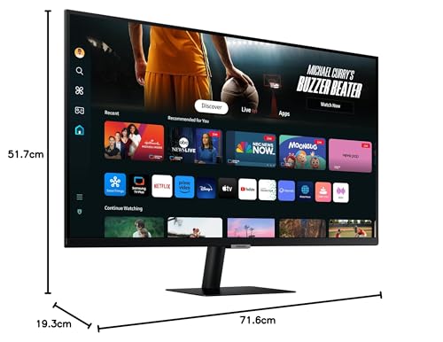 Samsung LS32DM700UUXXU 32" 4K Ultra HD HDR10 Smart Monitor with Speakers - 3840x2160, USB-C, HDMI, WiFi, Bluetooth, Smart Hub for TV streaming, Catch Up Apps and Gaming Hub