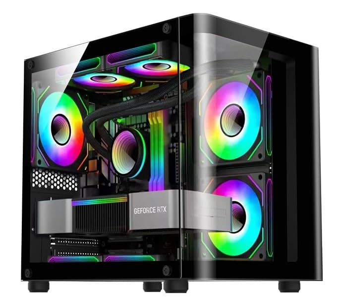 ASC Intel Core i7 Gaming PC Bundle, GT730 2GB Graphics, 8GB RAM, 256GB SSD + 500GB HDD, 500W 80+ PSU, Black 5 Fan RGB Case, WiFi, Windows 11 + 22" Monitor – High Performance Gaming Setup