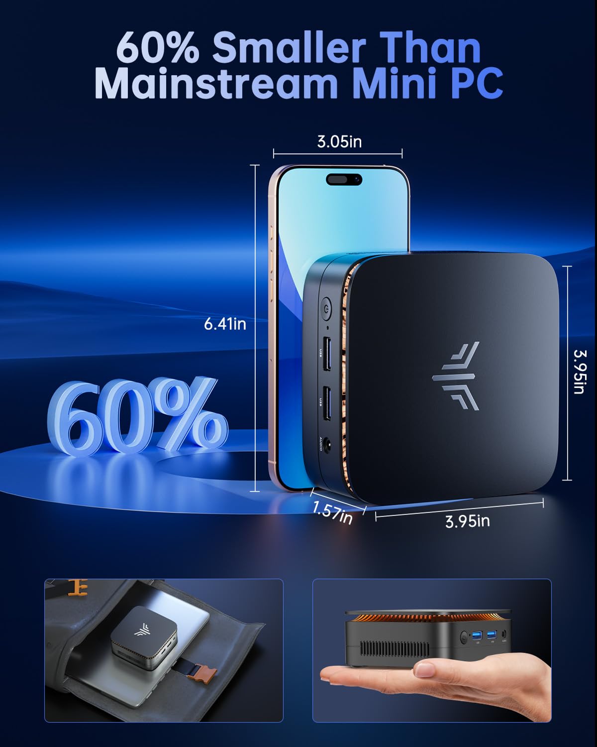 NiPoGi Essenx E1 Mini PC Twin Lake-N N150(Upgraded N100,up to 3.6GHz), Mini PC Windows 11 Pro 16GB RAM 1TB M.2SSD, Mini Computer 4KUHD Dual Display/WiFi/BT, Mini Desktop PC for Business,School,Office
