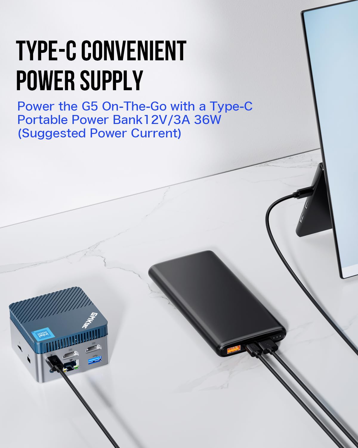 GMKtec Mini PC N97 G5 Micro Desktop Computer, 12th Gen Intel Alder Lake N97 (up to 3.60GHz) 12GB DDR5 256GB SSD, USB3.2 * 3/HDMI*2 for Business, School, Office, Micro CP