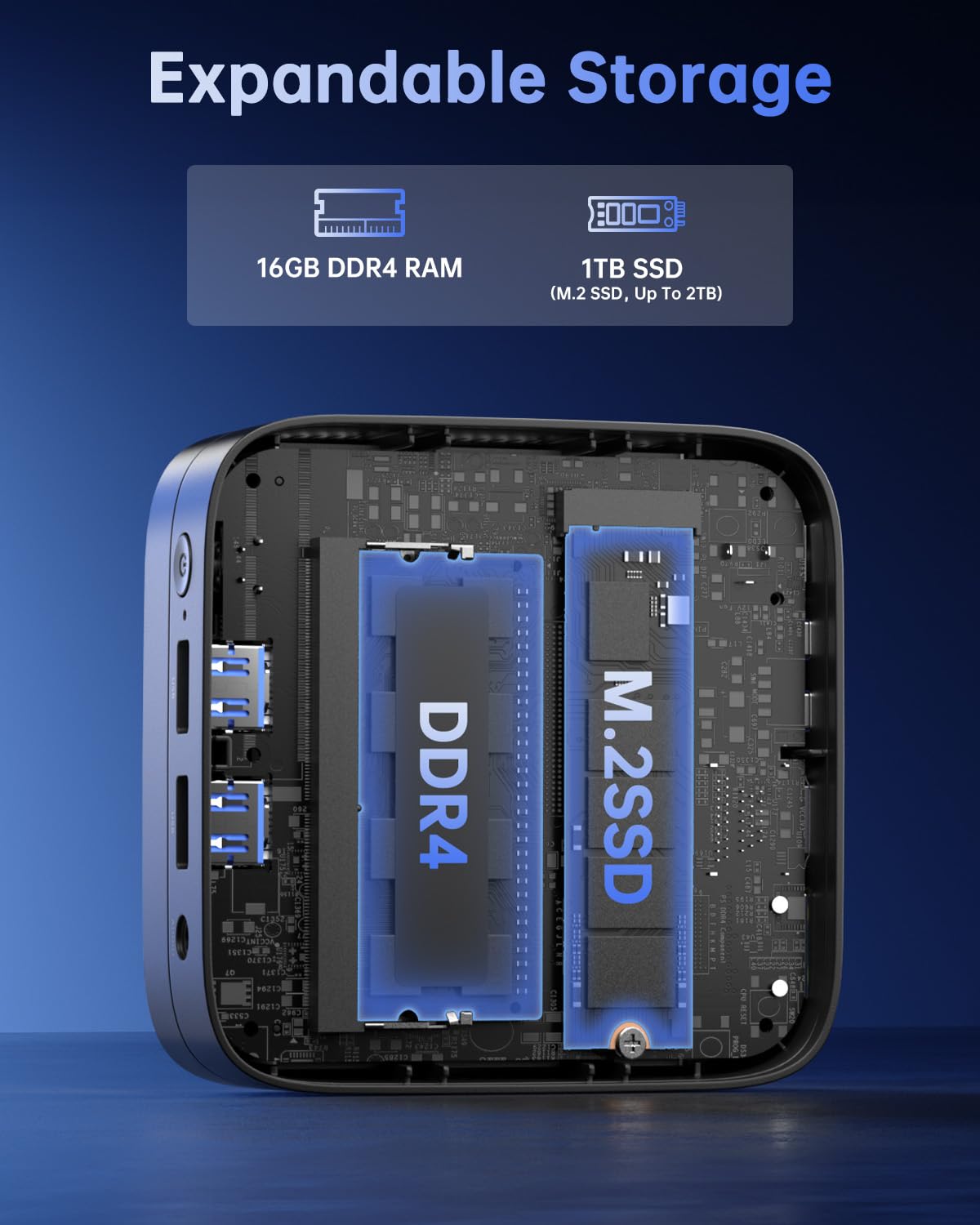 NiPoGi Essenx E1 Mini PC Twin Lake-N N150(Upgraded N100,up to 3.6GHz), Mini PC Windows 11 Pro 16GB RAM 1TB M.2SSD, Mini Computer 4KUHD Dual Display/WiFi/BT, Mini Desktop PC for Business,School,Office