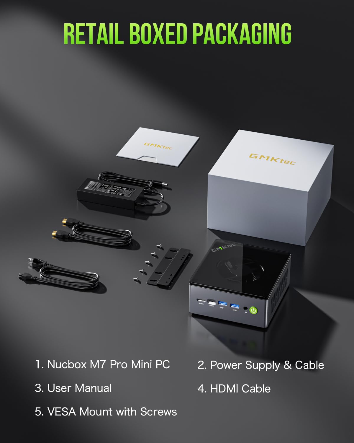 GMKtec M7 AMD Ryzen 7 Gaming Mini PC 6850H(8C/16T 4.70Ghz) Windows 11 Pro Dual LAN 2.5Gbps Micro PC,16GB DDR5 4800MHz Dual Channel (8GB*2) 512GB PCIe NVME SSD/USB4.0/HDMI/DP/USB-C/WiFi 6/BT 5.2