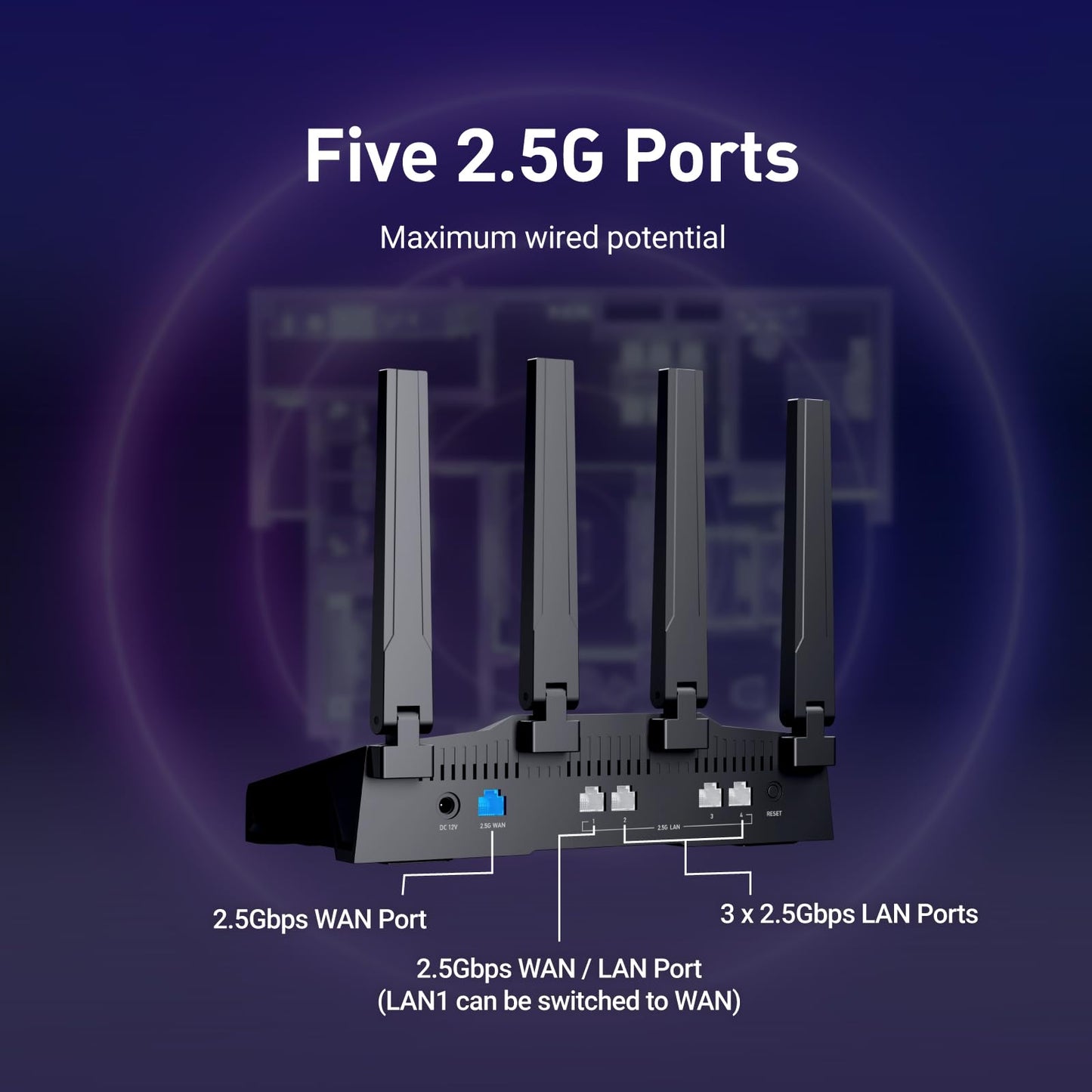 GL.iNet GL-BE9300 (Flint 3) Tri-Band WiFi 7 Router, High-Speed 6GHz Gaming WiFi Router for Wireless Internet, Long range, 5 x 2.5G VPN Routers for Computer Routers, Home Streaming & Business