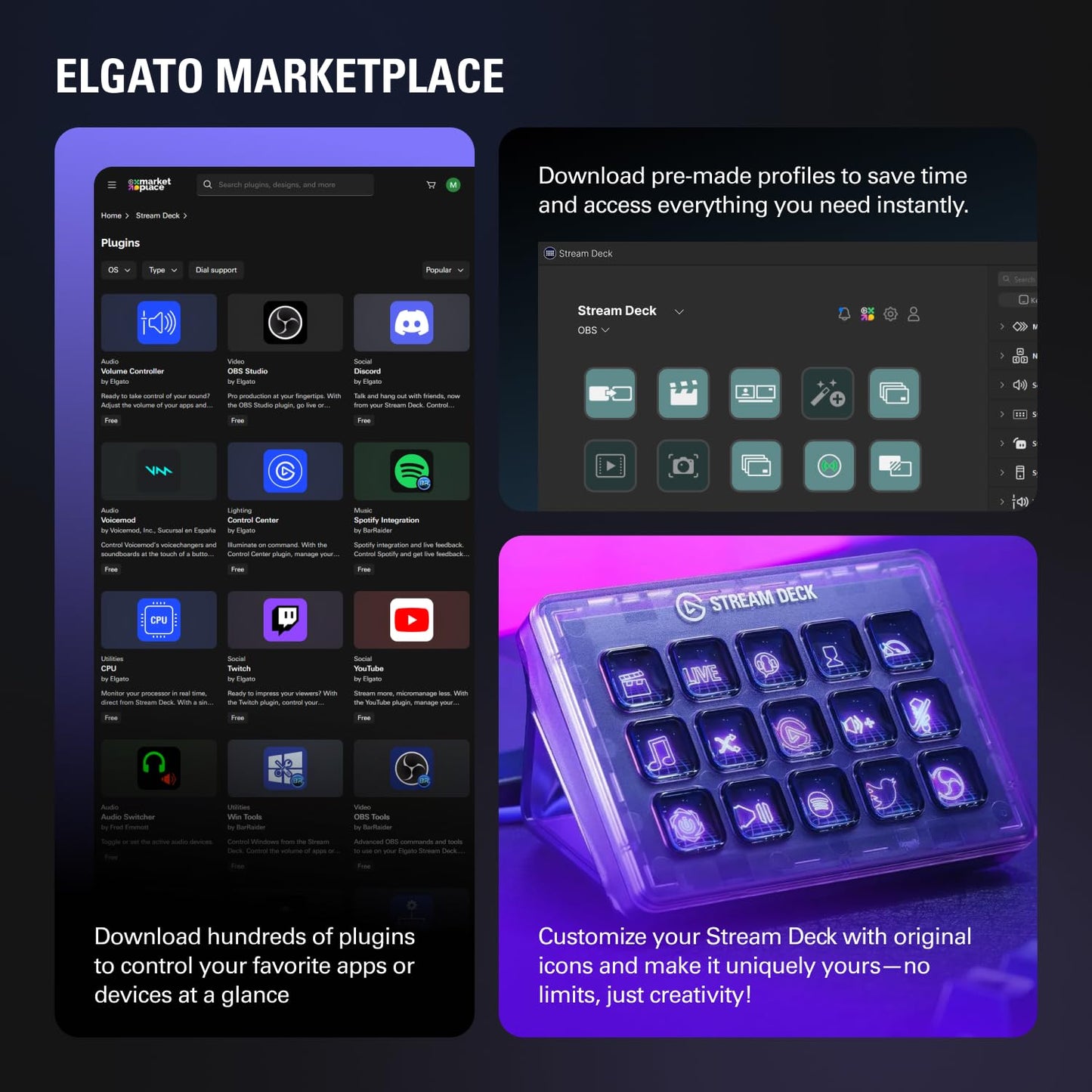 Elgato Stream Deck + White - Studio Controller with LCD Keys, Dials, and Touch Strip for Post Production in Adobe Premiere Pro, Photoshop, DaVinci Resolve, Final Cut Pro - Workflow Automation