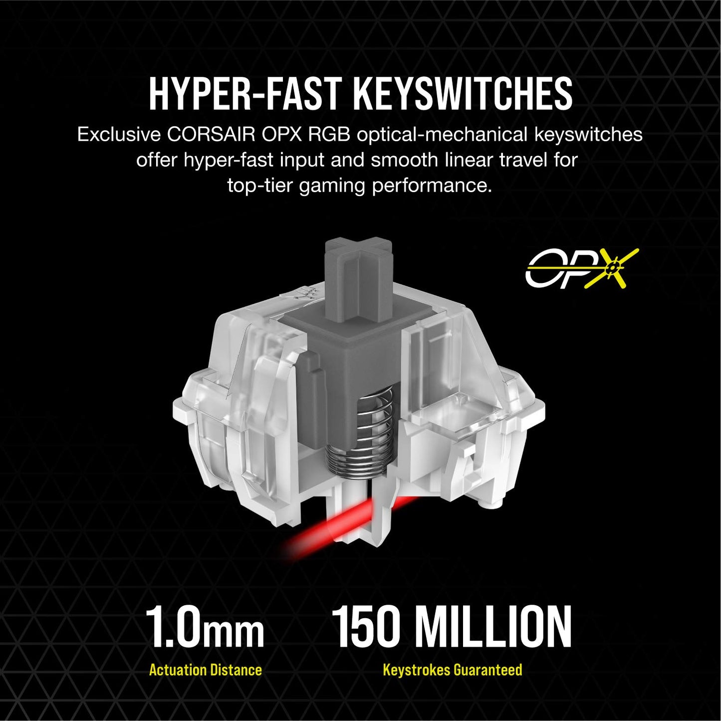 Corsair K100 RGB Optical-Mechanical Gaming Keyboard (CORSAIR OPX Keyswitches: Hyper-fast & Linear, Leatherette Palm Rest, PBT Double-Shot Keycaps, Elgato Stream Deck Integration) QWERTY, Black