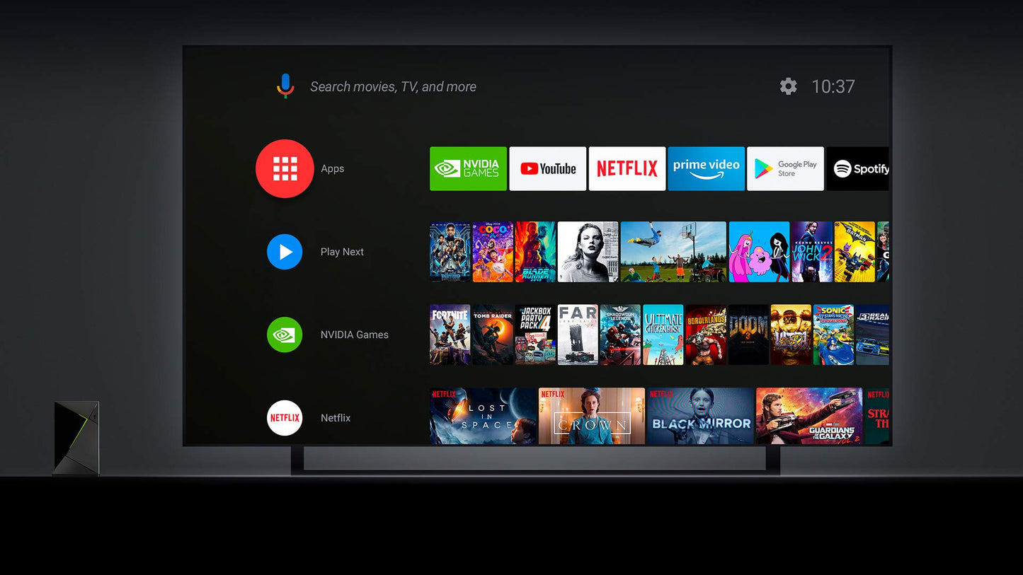 NVIDIA SHIELD Android TV Pro Streaming Media Player; 4K HDR Movies, Live Sports, Dolby Vision-Atmos, AI-Enhanced Upscaling, GeForce NOW Cloud Gaming, Google Assistant Built-In, Works with Alexa