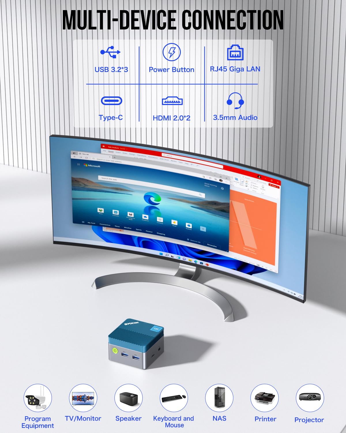 GMKtec Mini PC N97 G5 Micro Desktop Computer, 12th Gen Intel Alder Lake N97 (up to 3.60GHz) 12GB DDR5 256GB SSD, USB3.2 * 3/HDMI*2 for Business, School, Office, Micro CP