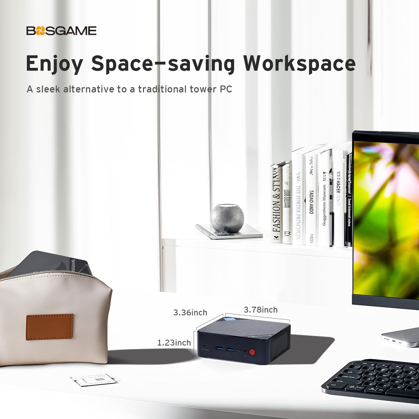 BOSGAME Mini PC Intel 12th N100 Mini Computers 16GB DDR4 512GB SSD Mini Desktop PC, Dual HDMI,4*USB Gen3.2,Type-C, WiFi5, BT4.2, 2.5G LAN
