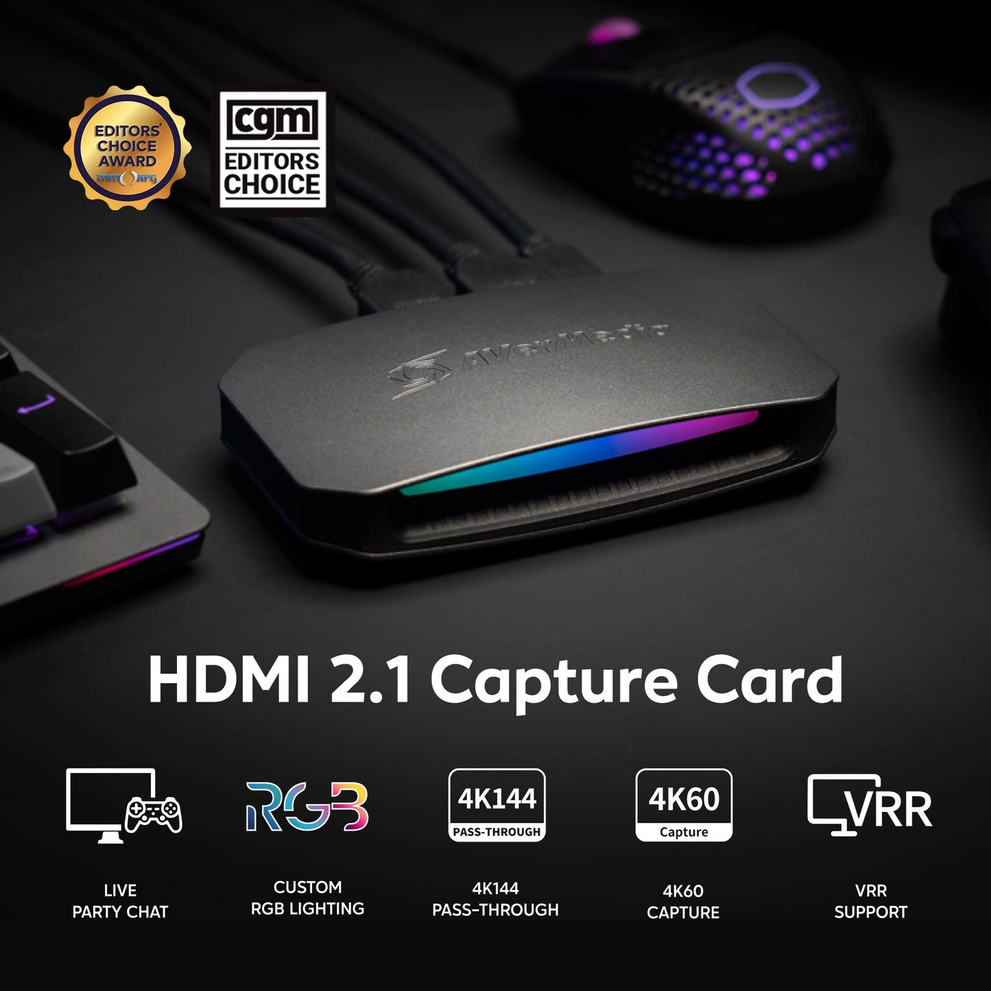 AVerMedia GC553G2 Live Gamer ULTRA 2.1 - 4K60 USB Capture Card with 4K144 & 1080p360 Passthrough, HDMI 2.1, VRR, Plug & Play, Low Latency Streaming for PS5, Xbox, Switch, OBS, Mac, Windows 11, PC