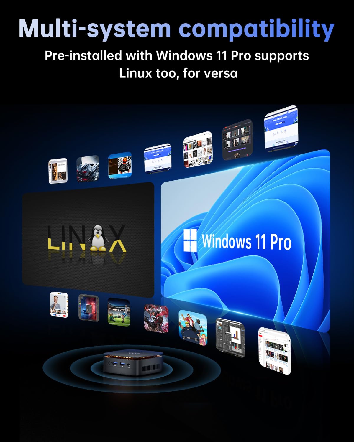 NiPoGi Essenx E1 Mini PC Twin Lake-N N150(Upgraded N100,up to 3.6GHz), Mini PC Windows 11 Pro 16GB RAM 1TB M.2SSD, Mini Computer 4KUHD Dual Display/WiFi/BT, Mini Desktop PC for Business,School,Office