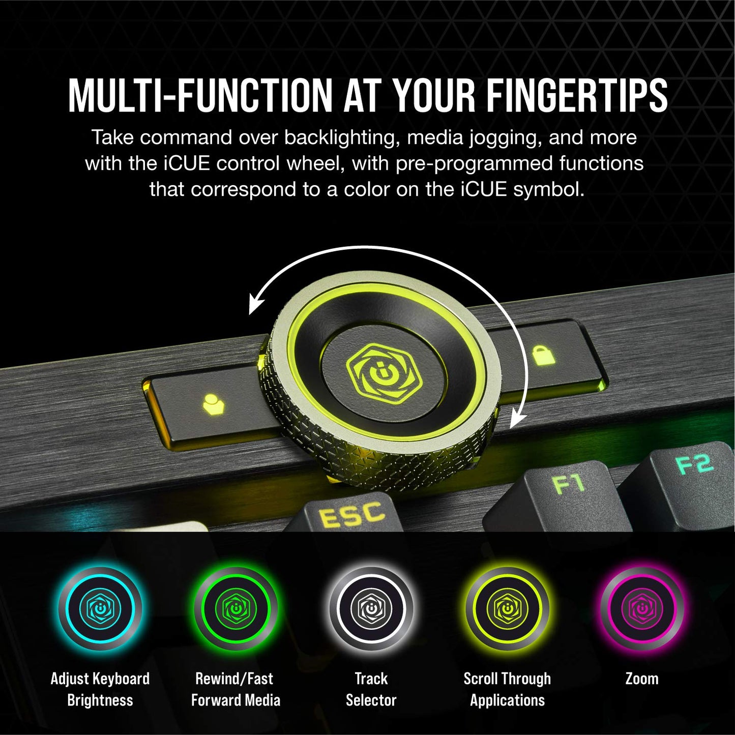 Corsair K100 RGB Optical-Mechanical Gaming Keyboard (CORSAIR OPX Keyswitches: Hyper-fast & Linear, Leatherette Palm Rest, PBT Double-Shot Keycaps, Elgato Stream Deck Integration) QWERTY, Black