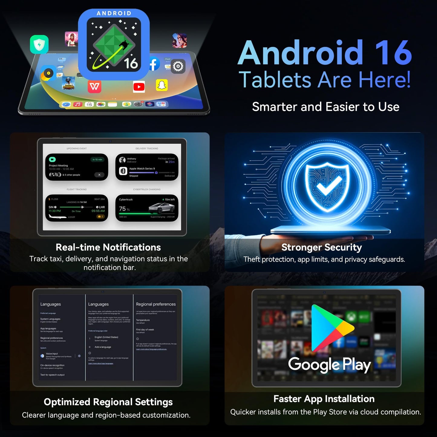 Tablet 2025 World's First Android 16 Tablet with Gemini AI, 11 Inch FHD Display, 24GB RAM 128GB ROM /2TB TF, T7280 CPU+13MP Camera, 8000mAh, Widevine L1, 2 in 1 Tablets with Keyboard Mouse Stylus