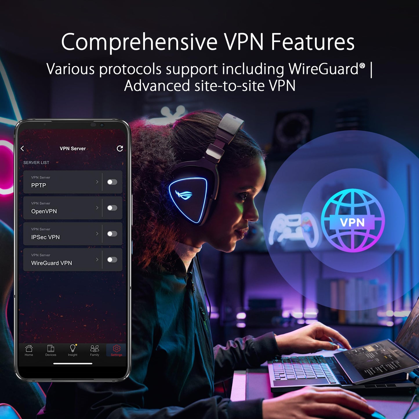 ASUS ROG Rapture GT-BE98 Quad-band WiFi 7 AiMesh Extendable Gaming Router, 25Gbps, 320MHz, 4K-QAM, Dual 10G Ports, Quad 2.5G Ports, Subscription-free Network Security, VPNs, 4G LTE/5G Mobile Tethering