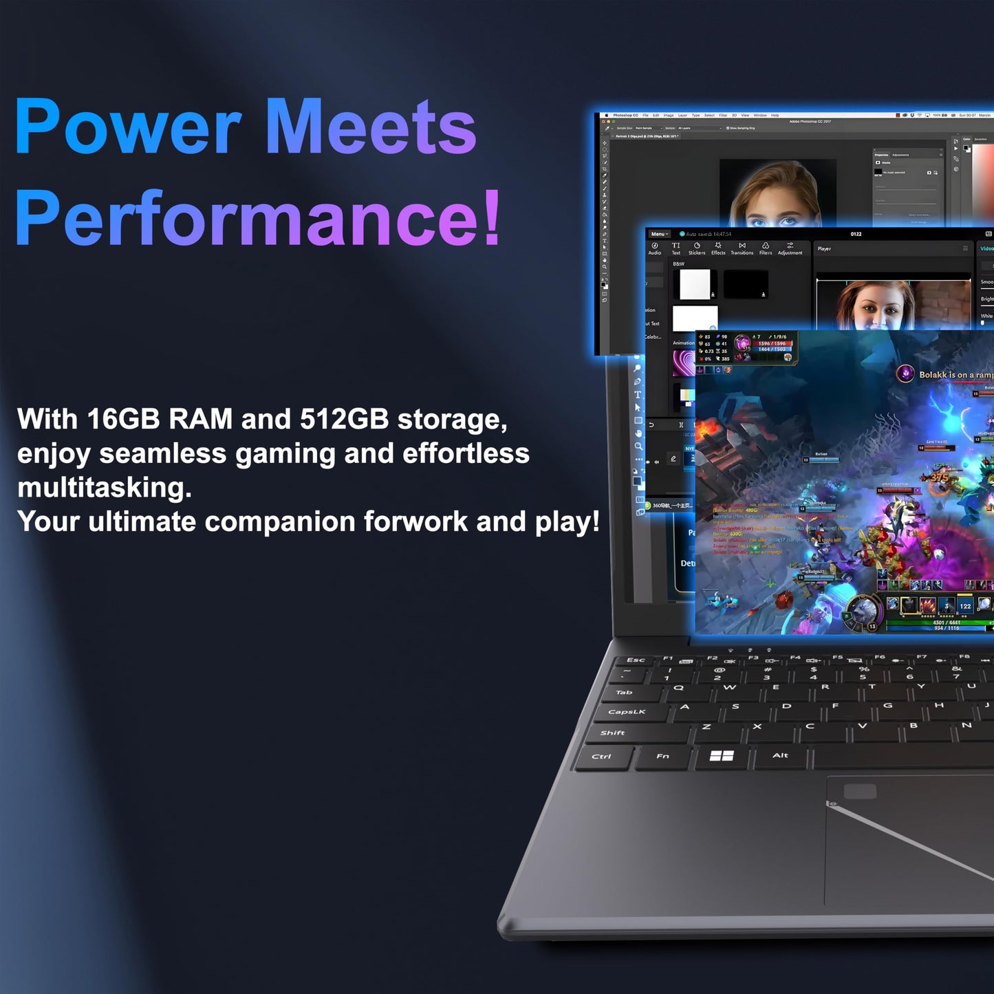 DREAMFYRE 15.6" Laptop PC 16GB DDR4 512GB SSD, AMD Ryzen 5 3500U Processor. Game/Office Laptop with Touch ID Support 2.4/5G WiFi Bluetooth USB 3.0 * 2, Audio Jack*1, HDMI*1,SD Slot*1.