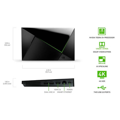 NVIDIA SHIELD Android TV Pro Streaming Media Player; 4K HDR Movies, Live Sports, Dolby Vision-Atmos, AI-Enhanced Upscaling, GeForce NOW Cloud Gaming, Google Assistant Built-In, Works with Alexa