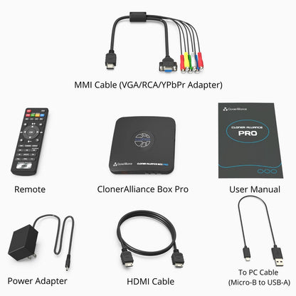 ClonerAlliance Box Pro, 1080p@60fps Video Recorder, DVR with HDMI Capture, Playback on TV. RCA/YPbPr/VGA to Digital Converter. No PC Required. Supports PVR/OTA.