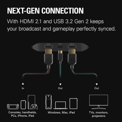 Elgato 4K X – Capture Up to 4K144 with Ultra-Low Latency on PS5|Pro, Xbox Series X|S, Nintendo Switch 2, OBS and More, HDMI 2.1, VRR, HDR10, USB 3.2 Gen 2, for Streaming & Recording, PC|Mac|iPad