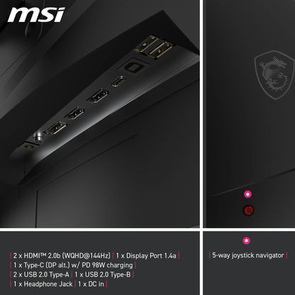 MSI MPG 275CQRXF 27 Inch WQHD Curved Gaming Monitor - 1500R 2560 x 1440 Rapid VA Panel, 240 Hz - 05ms (GtG, Min), Adaptive Sync - DP 14a, HDMI 20b CEC