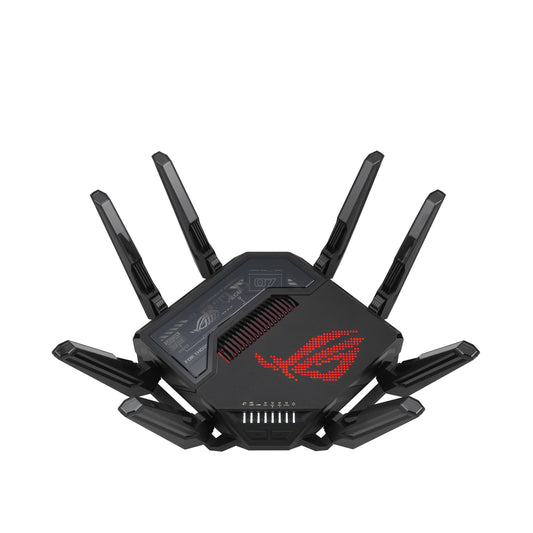 ASUS ROG Rapture GT-BE98 Quad-band WiFi 7 AiMesh Extendable Gaming Router, 25Gbps, 320MHz, 4K-QAM, Dual 10G Ports, Quad 2.5G Ports, Subscription-free Network Security, VPNs, 4G LTE/5G Mobile Tethering