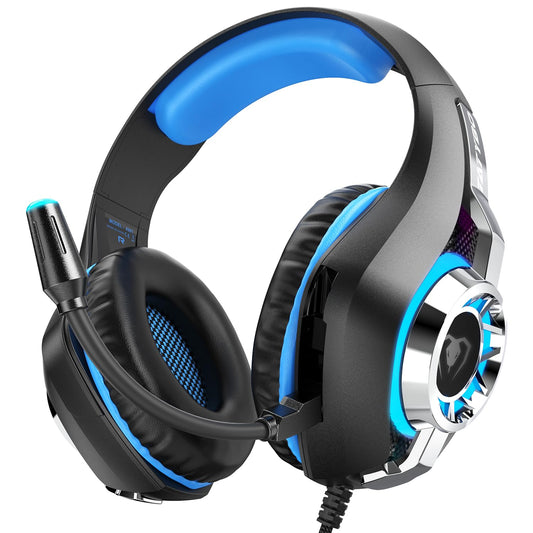 Gaming Headset for PS4 PS5 PC Xbox Series, 3.5 mm Deep Bass Stereo Surround Sound PS4 Headset with Noise Cancelling Microphone for Laptops, Tablets, Mac
