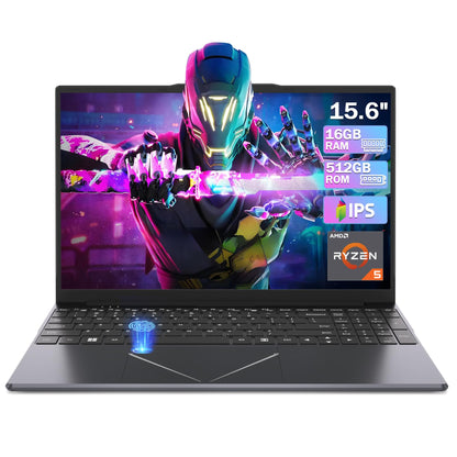 DREAMFYRE 15.6" Laptop PC 16GB DDR4 512GB SSD, AMD Ryzen 5 3500U Processor. Game/Office Laptop with Touch ID Support 2.4/5G WiFi Bluetooth USB 3.0 * 2, Audio Jack*1, HDMI*1,SD Slot*1.