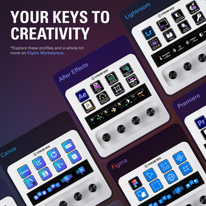 Elgato Stream Deck + White - Studio Controller with LCD Keys, Dials, and Touch Strip for Post Production in Adobe Premiere Pro, Photoshop, DaVinci Resolve, Final Cut Pro - Workflow Automation