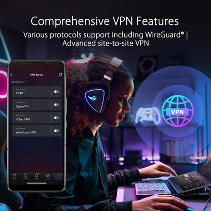 ASUS ROG Rapture GT-BE98 Quad-band WiFi 7 AiMesh Extendable Gaming Router, 25Gbps, 320MHz, 4K-QAM, Dual 10G Ports, Quad 2.5G Ports, Subscription-free Network Security, VPNs, 4G LTE/5G Mobile Tethering
