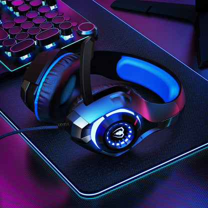 Gaming Headset for PS4 PS5 PC Xbox Series, 3.5 mm Deep Bass Stereo Surround Sound PS4 Headset with Noise Cancelling Microphone for Laptops, Tablets, Mac